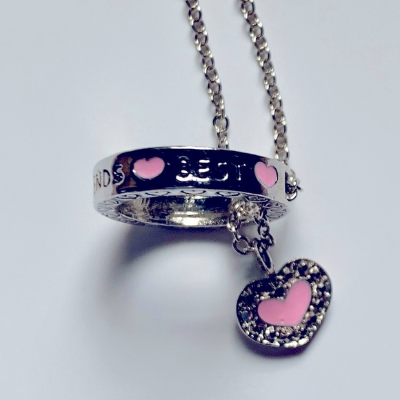 Cookie Lee Jewelry - 👯‍♀️ “Best Friends” Pink Heart 🩷 Necklace & Removable Ring Set by Cookie Lee